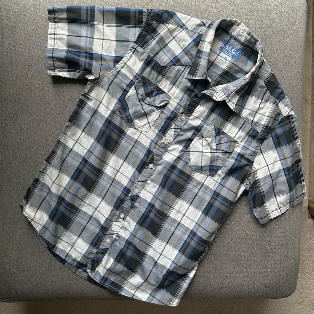 Levi's Short-Sleeve Plaid Button-Down Shirt - Blue/Gray